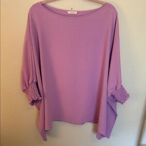 ODDY Lavender Blouse with Smocked Sleeves